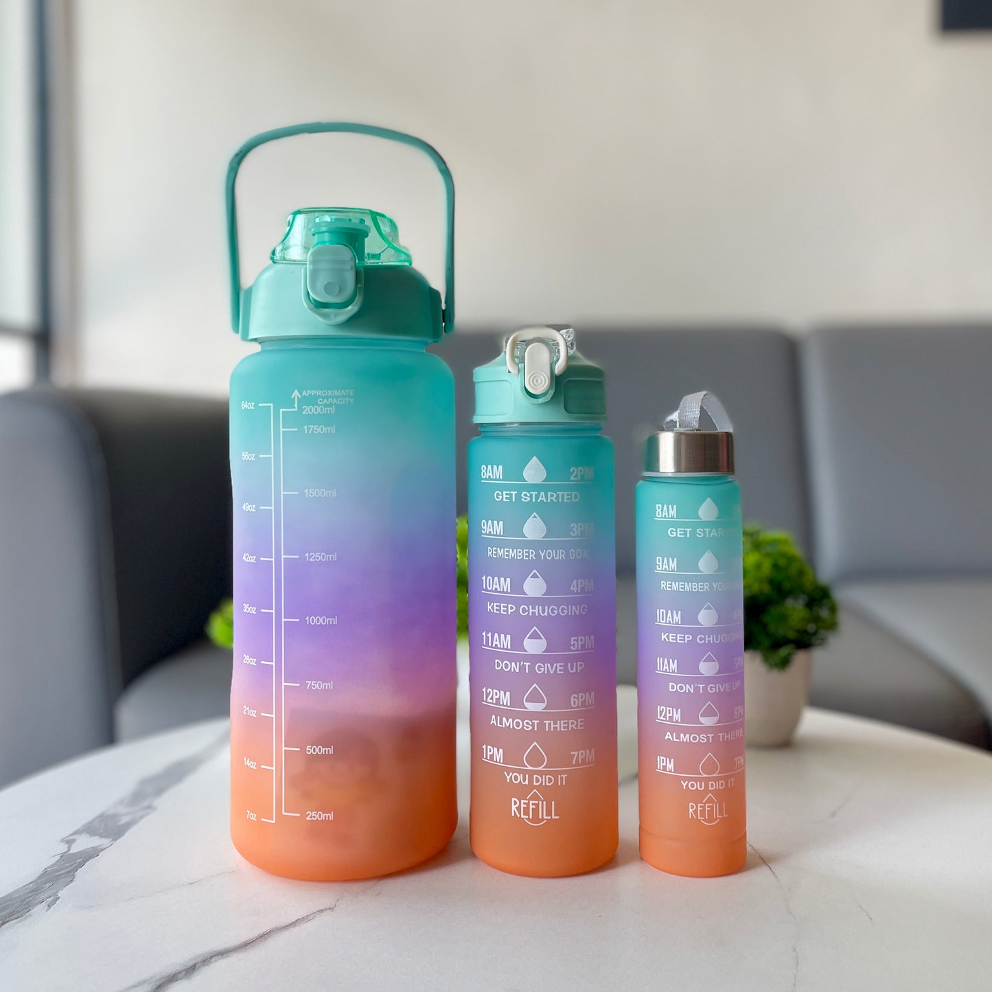 Multicolor Motivational Bottle (Set Of 3)