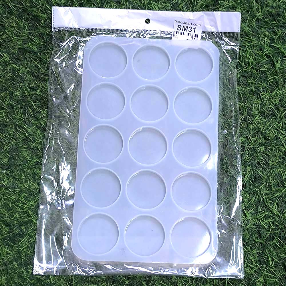 Round 2in Plain 15 Cavity Silicon Mould (SM031)