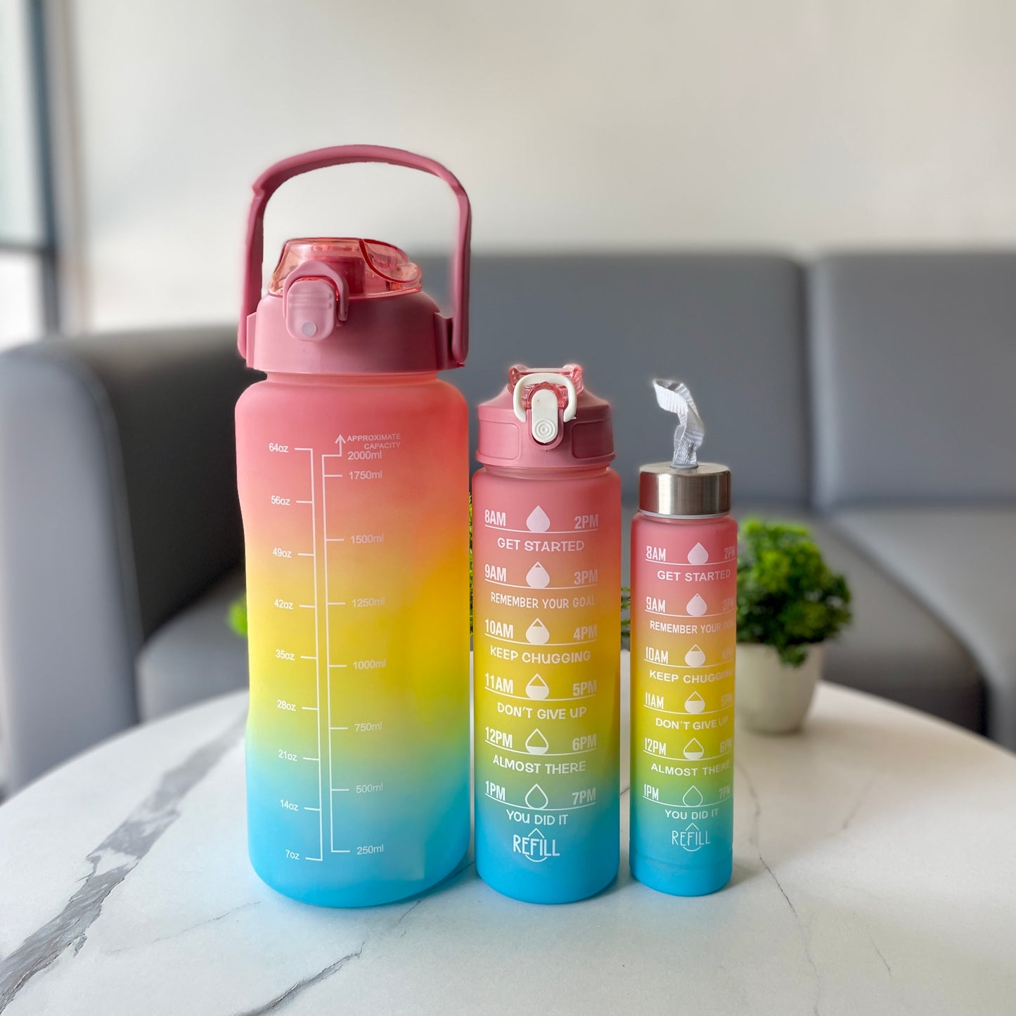 Multicolor Motivational Bottle (Set Of 3)