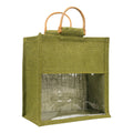 10x10x5 inch Window Jute Hamper Bag – Without Zip, Olive Green, Cane Handle