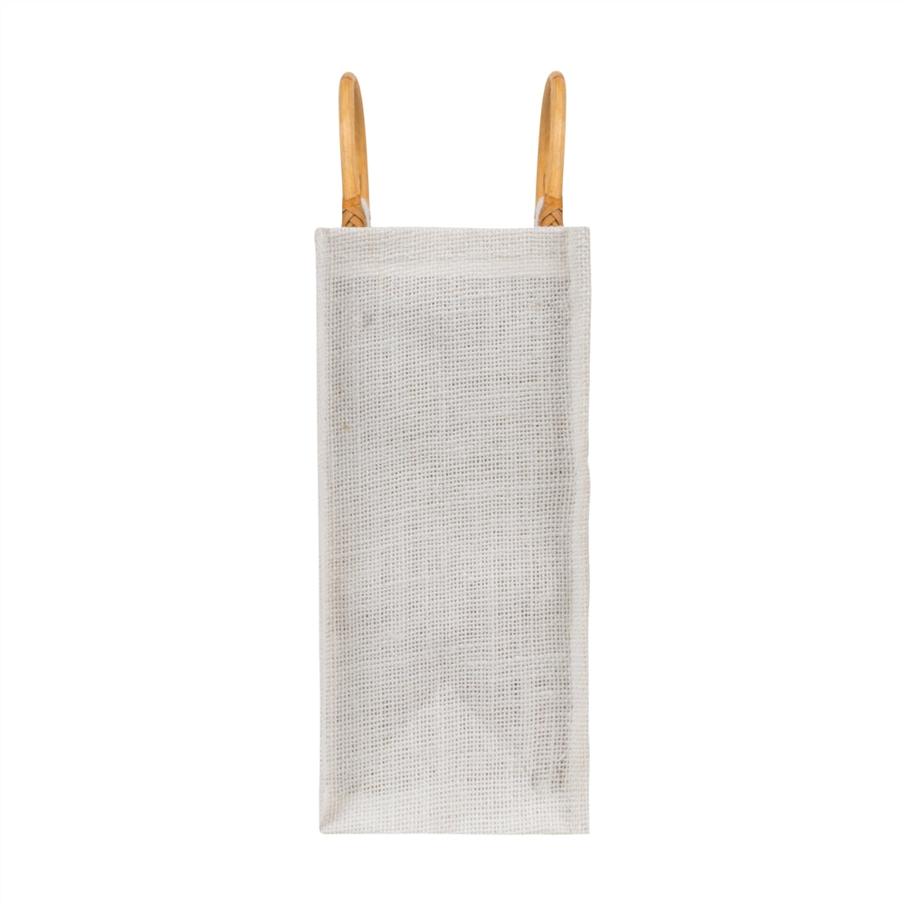 10x10x5 inch Window Jute Hamper Bag – Without Zip, Super White, Cane Handle