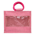 Zute.co Blush Pink Jute Window Hamper Bag with Rope Handle | 10x8x5 Inch Premium Gift Bag