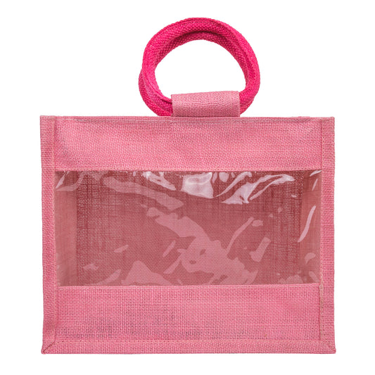 Window Jute Bag With Zip  -10x8 Inch