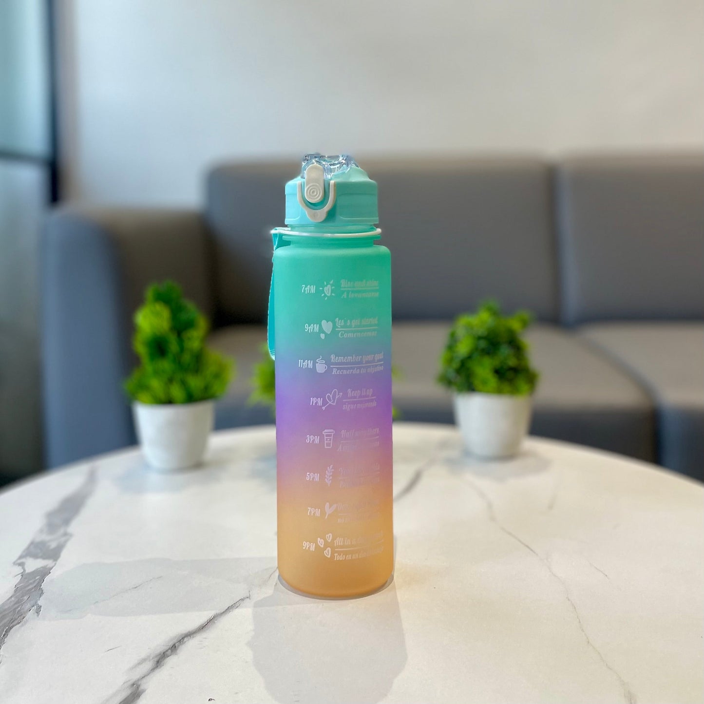 Motivational Multicolor Sipper Water Bottle - 1000 Ml