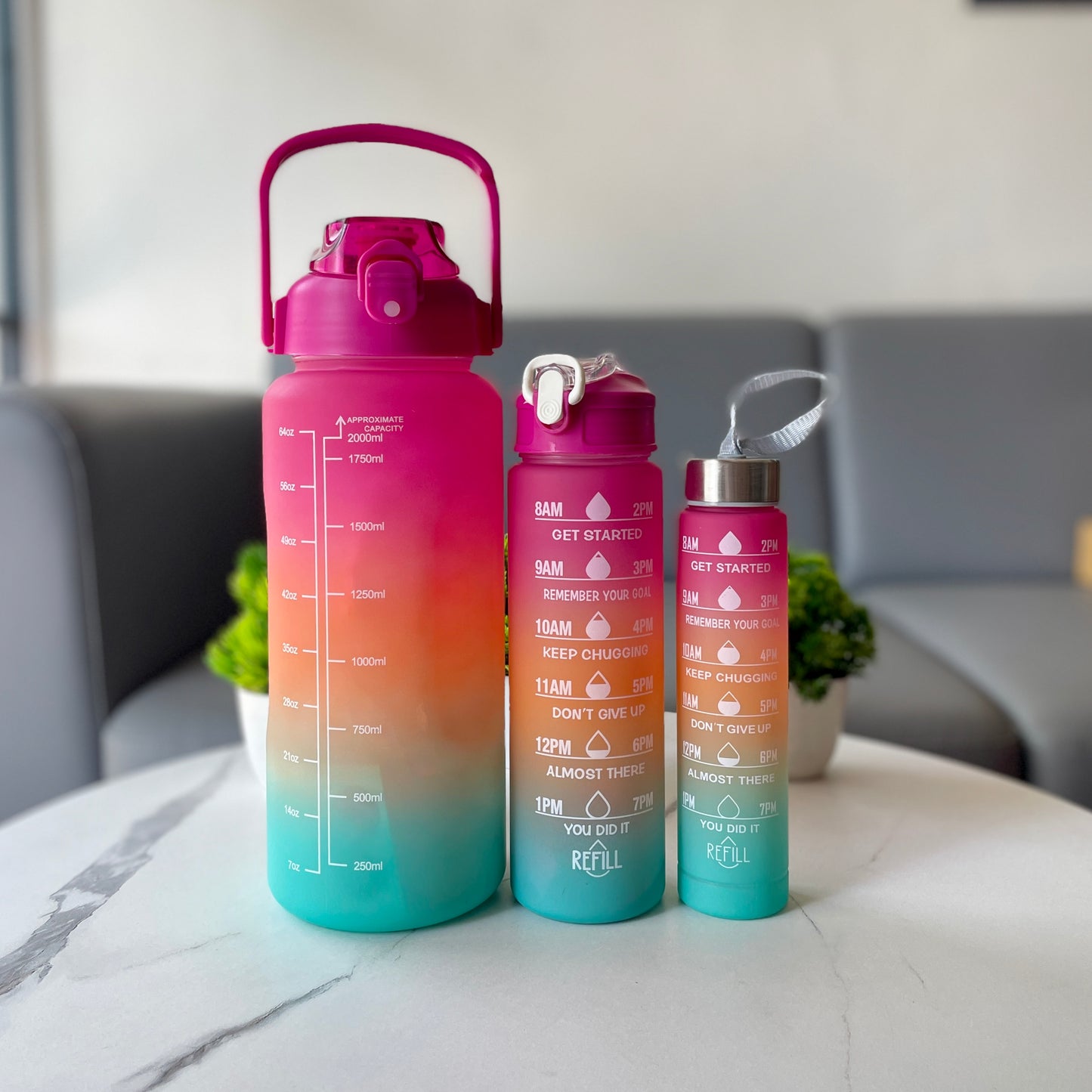 Multicolor Motivational Bottle (Set Of 3)