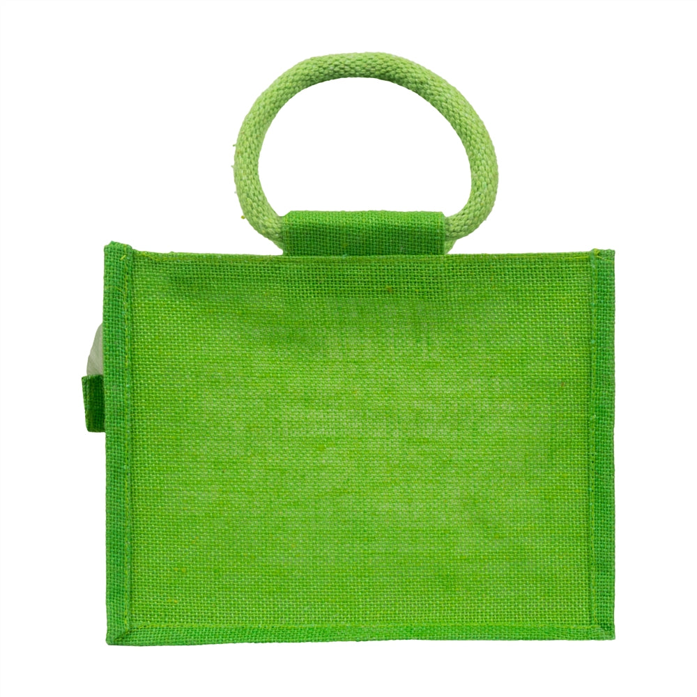 10x8x6 inch Window Jute Hamper Bag – With Zip, Green