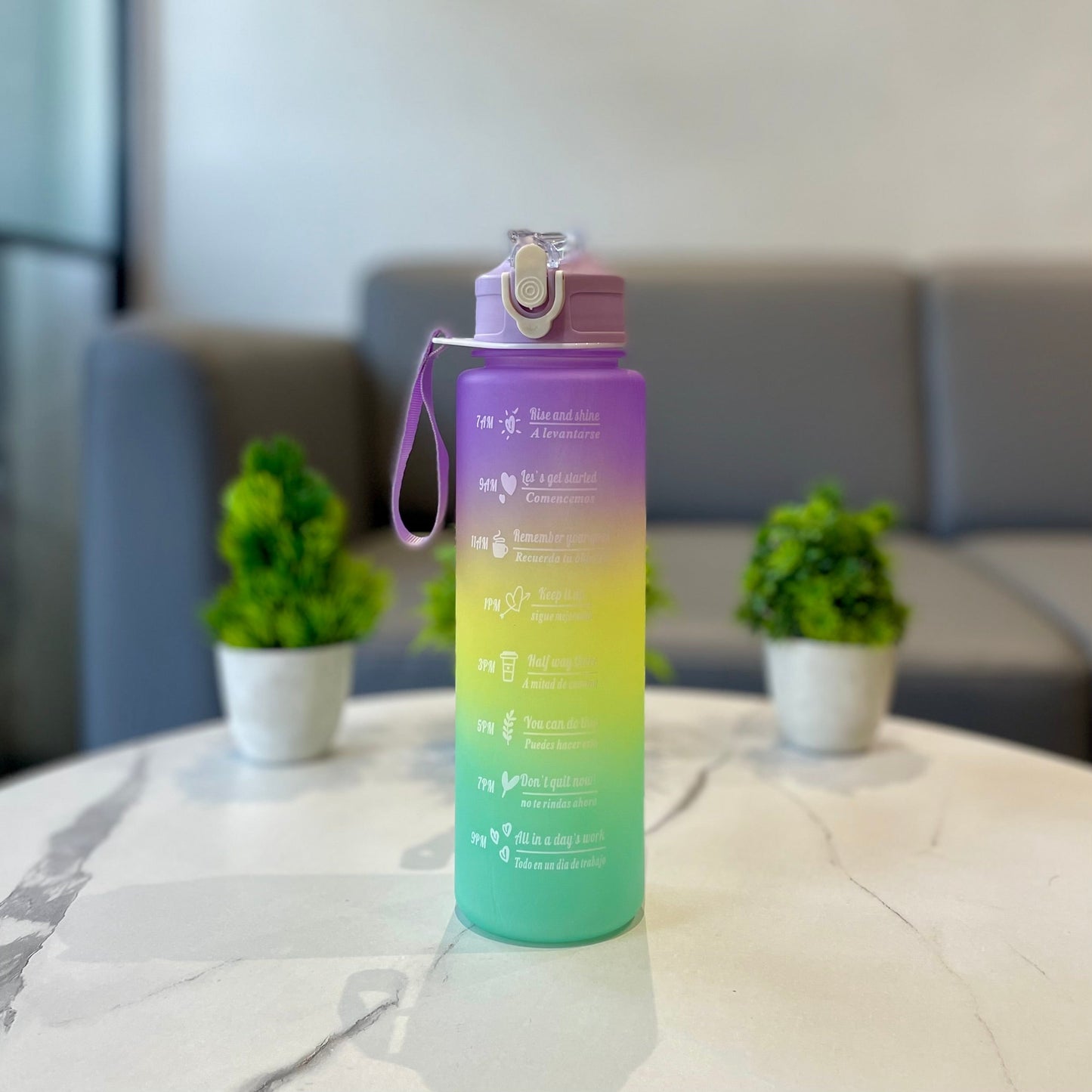 Motivational Multicolor Sipper Water Bottle - 1000 Ml