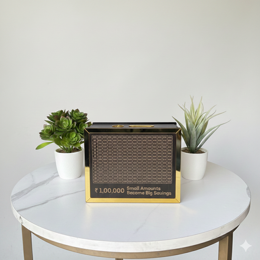 ₹1,00,000 Savings Challenge Box – Break to Open | MDF + Acrylic | 8 Inch