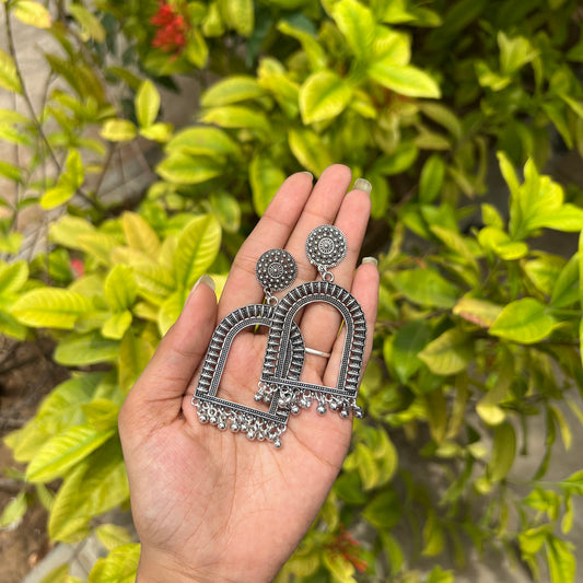 Arched Oxidised Jhumka Earrings