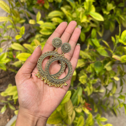Cutout Round Jhumka Earrings – Antique Gold