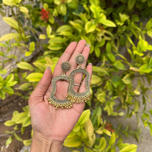 Antique Gold Wave Cut Earrings