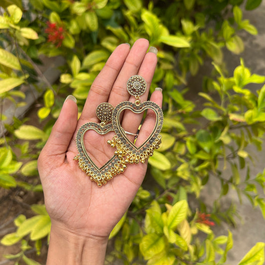 Golden Heart Drop Jhumka