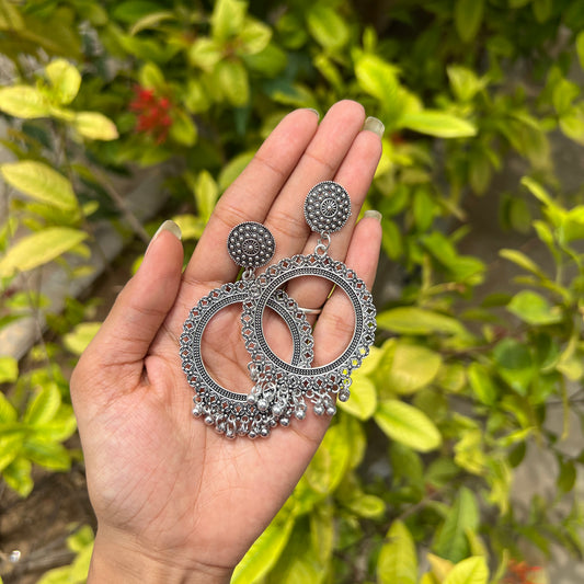 Oxidised Classic Round Jhumka