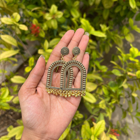 Golden Arch Jhumka Earrings