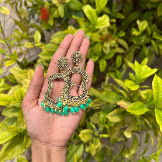Mughal Frame Jhumka Earrings Mint Green