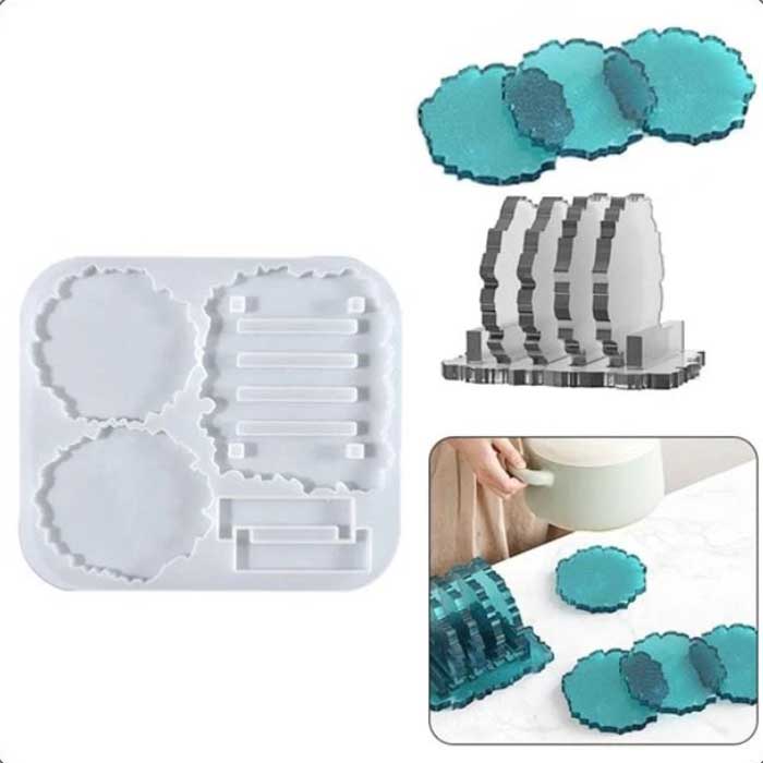 Round Agate Coaster With Stand Mould (SM236)