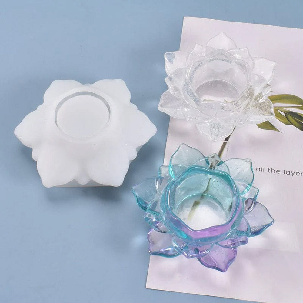 Lotus Shape Tea Light Candle 5.5 Inch Holder Silicon Mould (SM296)