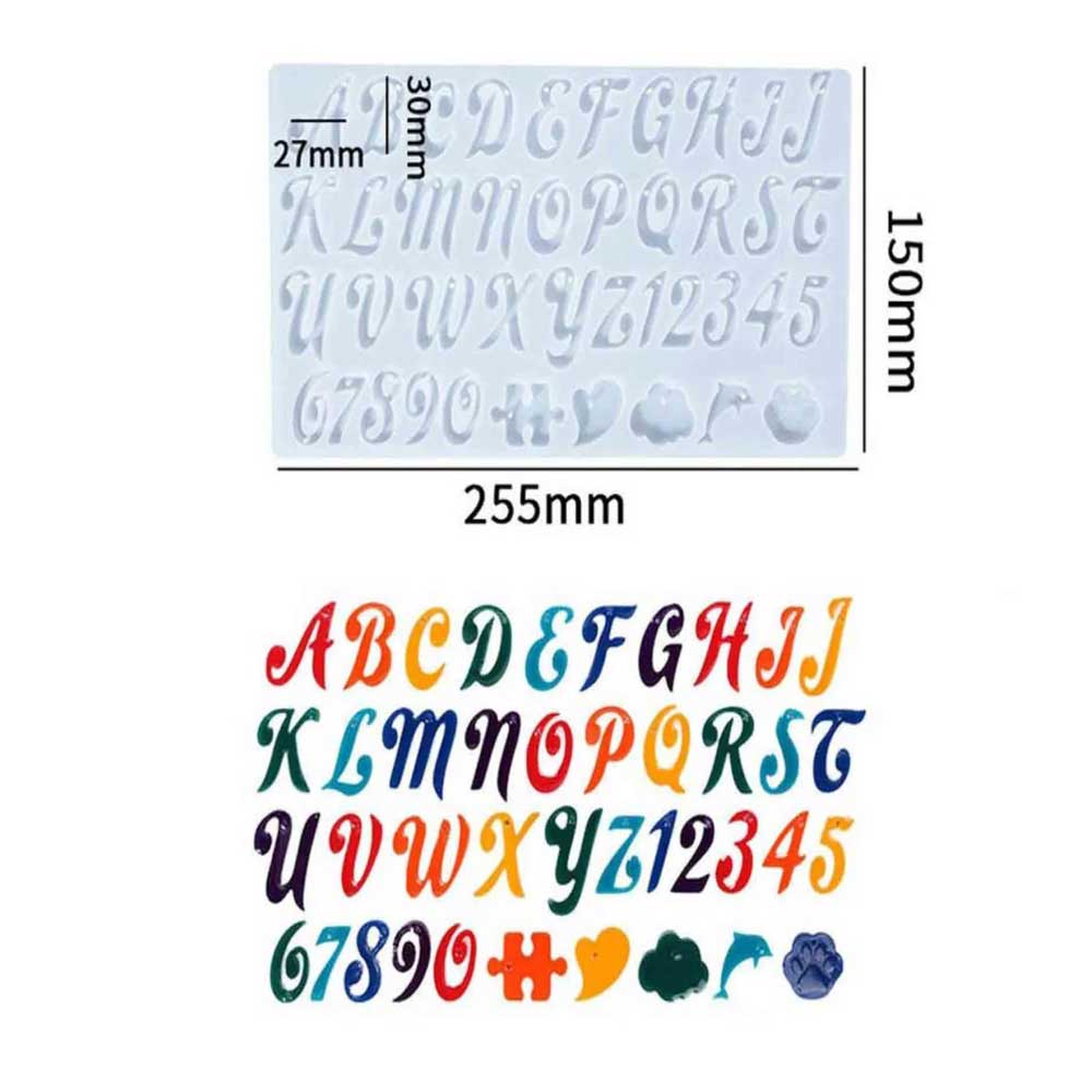 Cursive ABCD Alphabet With Hole Silicon Mould (SM297)
