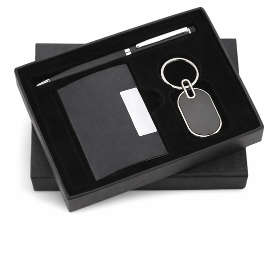 SR-125 Premium Corporate Gift Set – Metal Pen, Keychain & Cardholder with Elegant Box