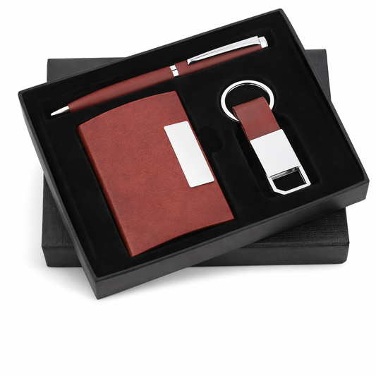 SR-126 / SR-127 Premium Corporate Gift Set – Metal Pen, Keychain & Cardholder