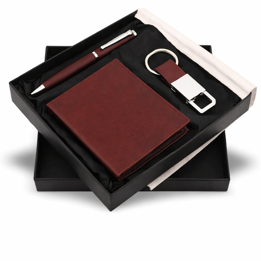 SR-130 / SR-131 Premium Corporate Hamper – Escala Wallet, Metal Pen & Keychain Set