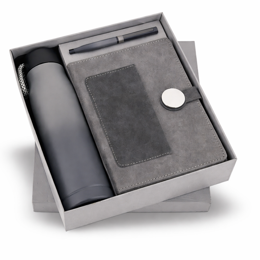 SR-369 Premium Corporate Hamper – StoneMist Diary, Metal Pen & Vacuum Flask Set