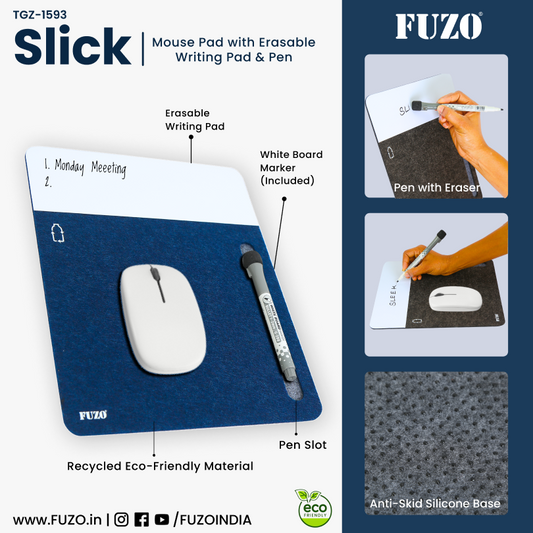 Slick - Mouse Pad with Erasable Writing Pad & Pen