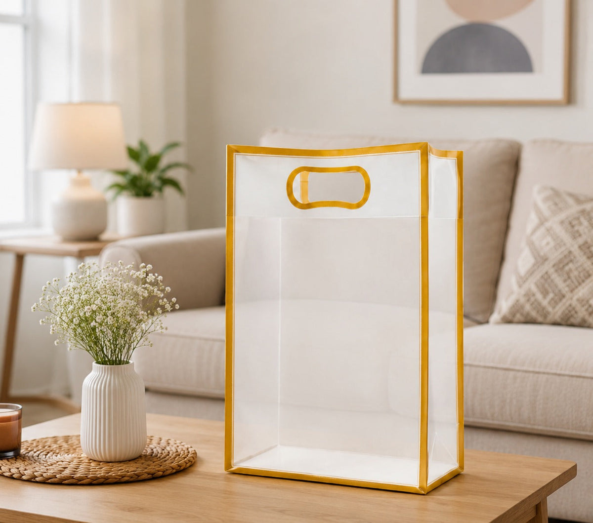 Clear PVC Gift Bag — Large, 30 × 12 × 40 cm — 1 Pc