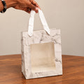 Marble Print Window Paper Gift Bag — 20 × 15 × 10 cm — 1 Pc
