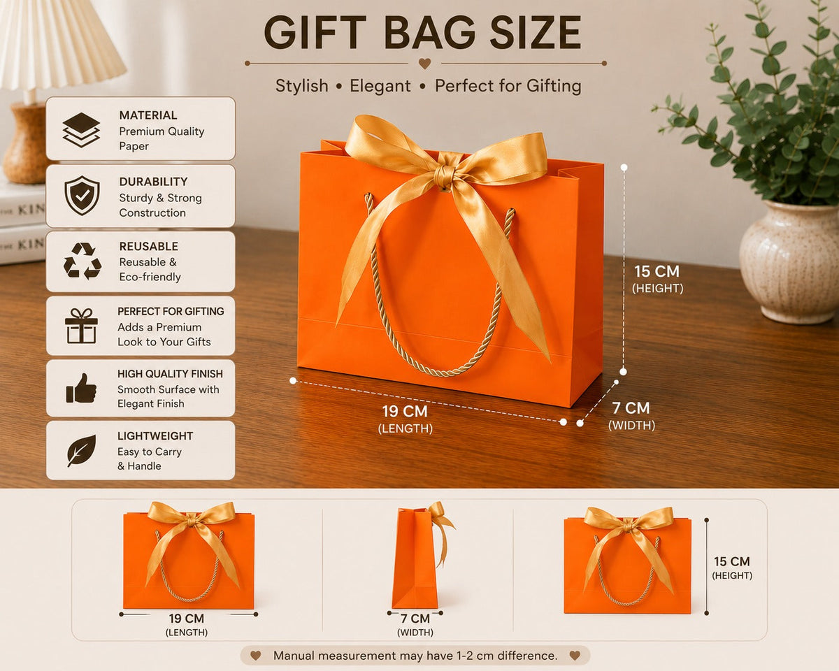 Satin Bow Paper Gift Bag with Rope Handles — 1 Pc