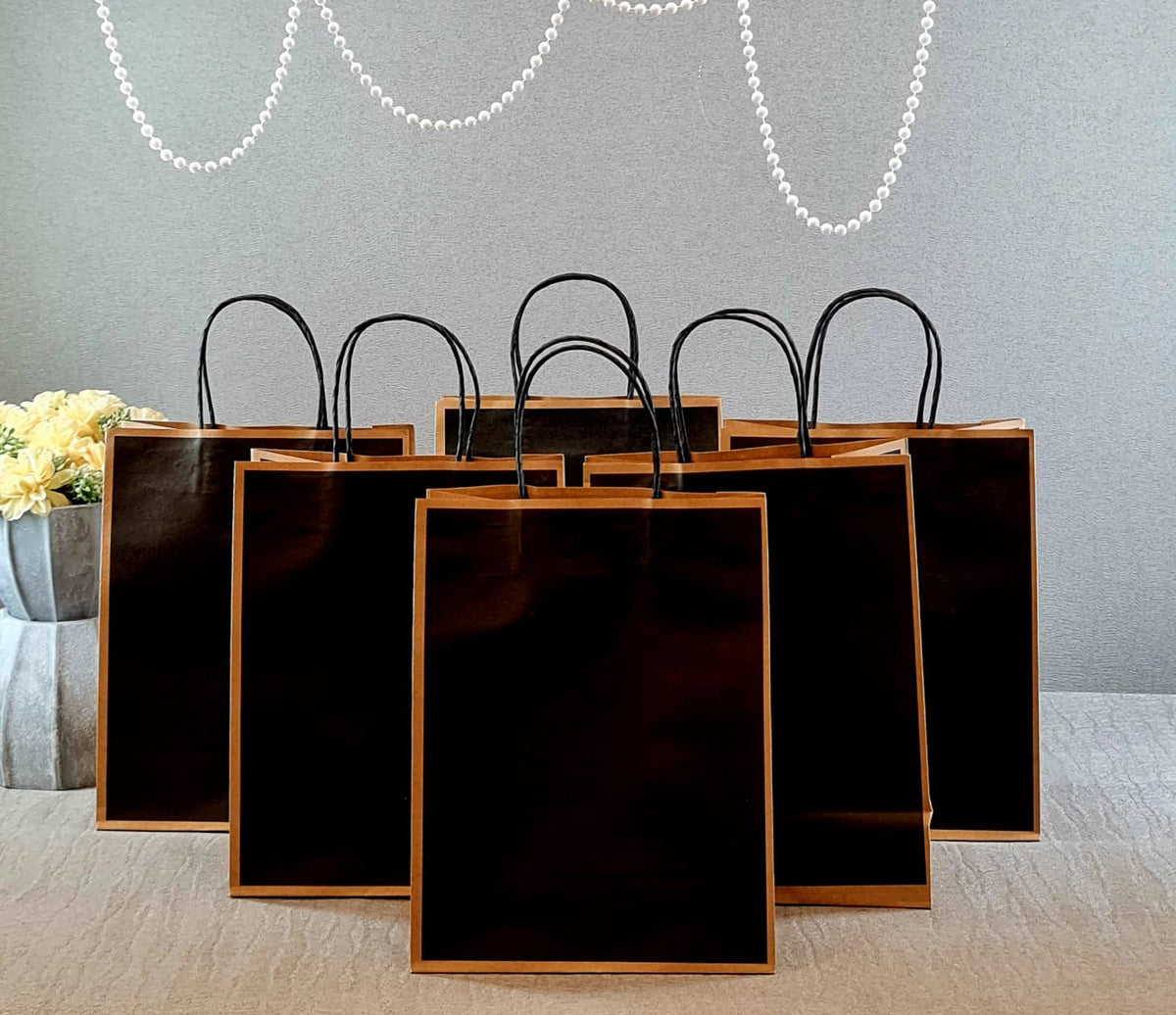 Black Paper Gift Bag — Medium, 10.5 × 8 × 4 inches — 1 Pc