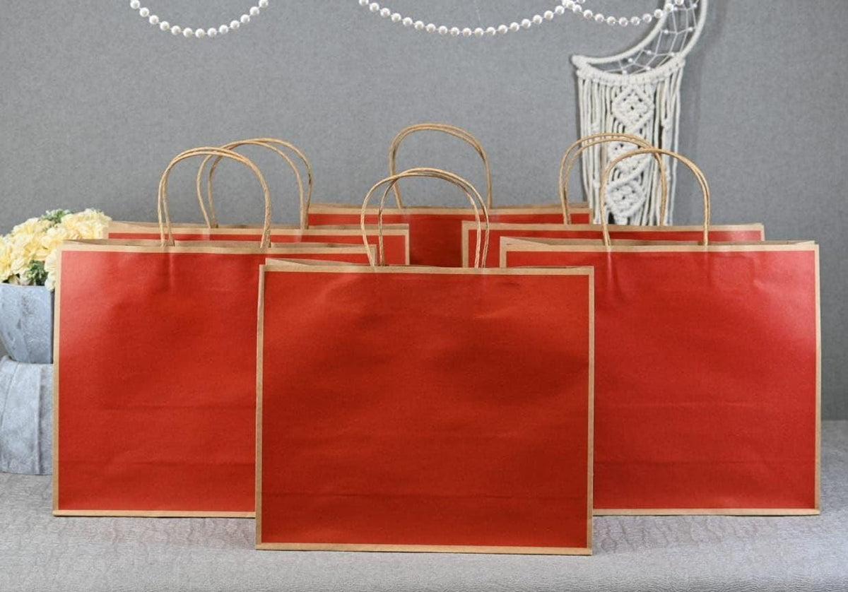 Red Paper Gift Bag — Large, 27 × 32 × 11 cm — 1 Pc