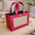 Maroon Woven-Panel Hamper Basket — 12.5 × 7 × 8.5 inches — 1 Pc