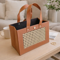 Brown Woven-Panel Hamper Basket — 12.5 × 7 × 8.5 inches — 1 Pc