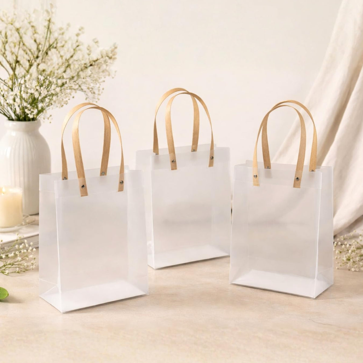 Translucent Tote Gift Bag — Small, 19.5 × 8.5 × 14.5 cm — 1 Pc