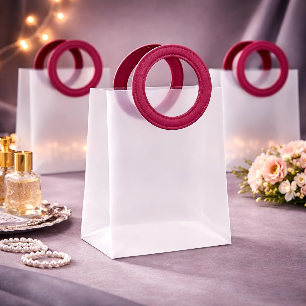 Round-Handle Translucent Gift Bag — Medium, 22 × 21 cm — 1 Pc