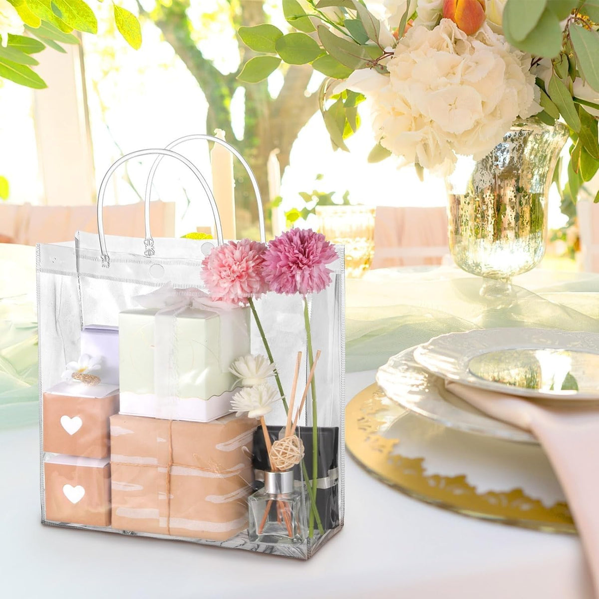 Clear PVC Hamper Bag — Medium, 25 × 25 × 9 cm — 1 Pc