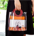 Maroon Circle-Handle Clear Gift Bag — Large, 25 × 14.5 × 28 cm — 1 Pc