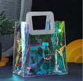 Rainbow Square-Handle Clear Gift Bag — 20 × 10 × 18 cm — 1 Pc
