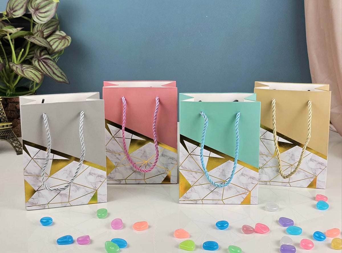 Geometric Paper Gift Bag — Assorted Colours — 1 Pc