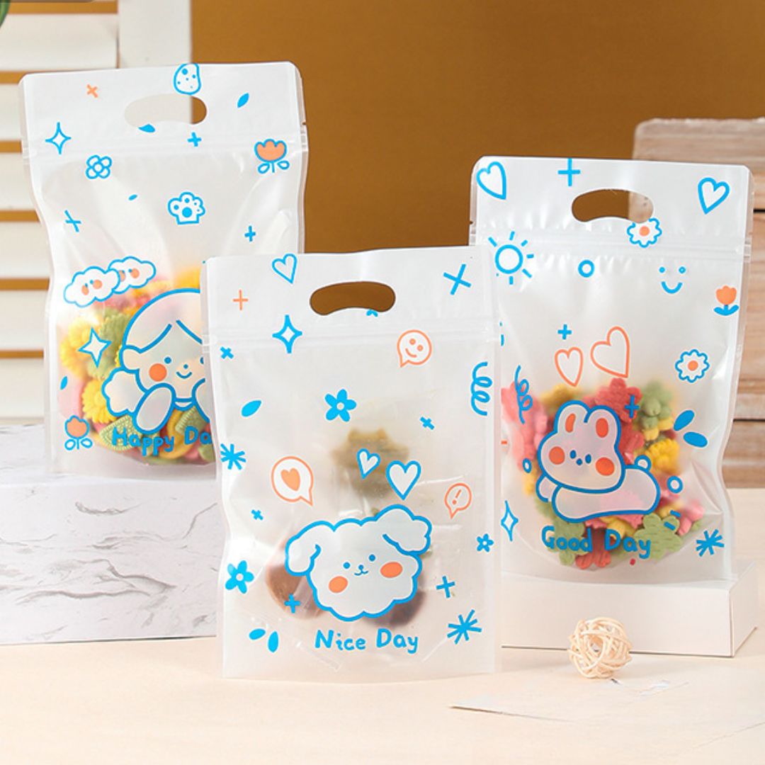 Teddy Print Ziplock Gift Pouch — 1 Pc