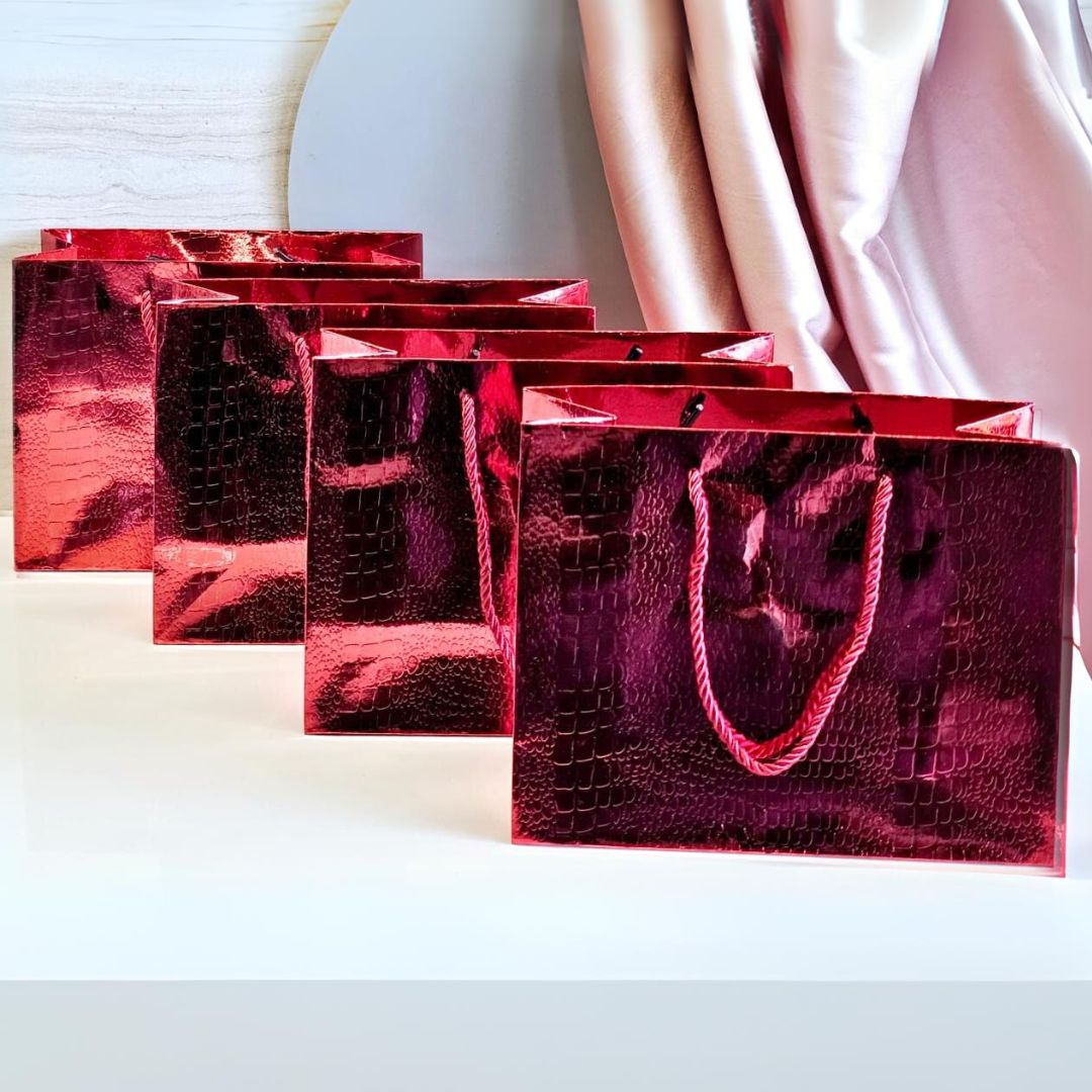Red Metallic Paper Gift Bag — Small — 1 Pc