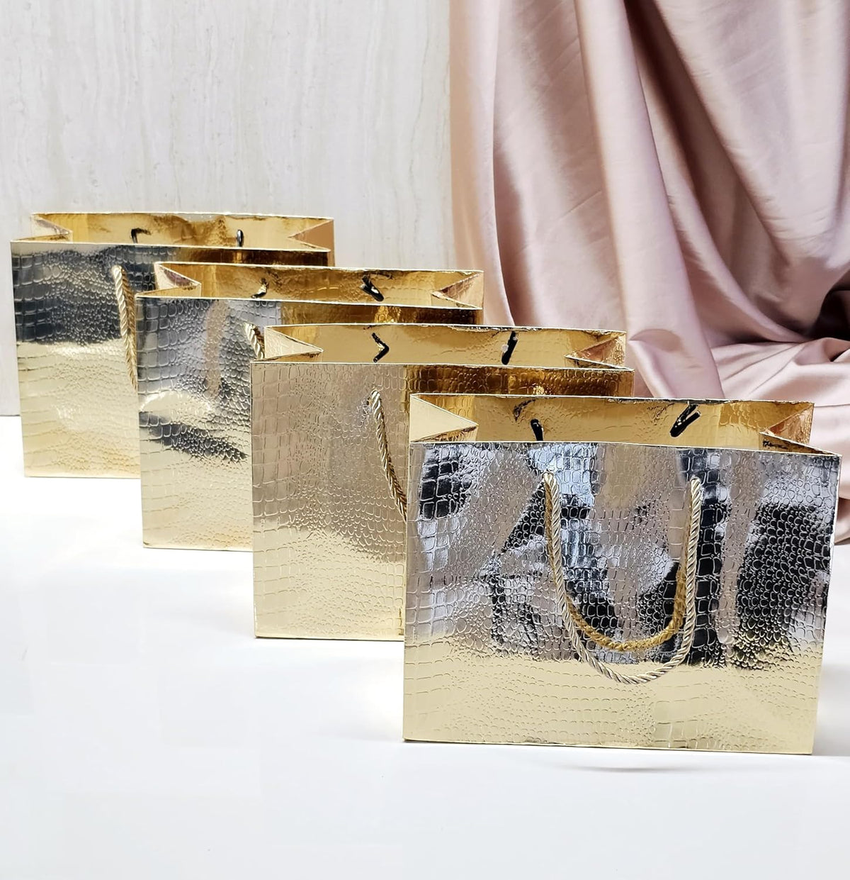 Gold Metallic Paper Gift Bag — Large — 1 Pc