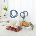 Blue Circle-Handle Clear Gift Bag — Small, 18 × 9 × 20 cm — 1 Pc