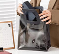 Black Square-Handle Clear Gift Bag — 18 × 20 cm — 1 Pc