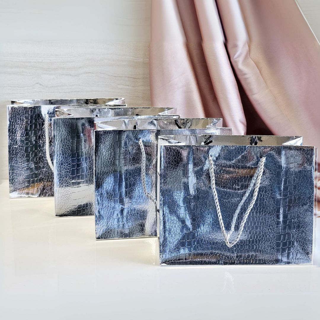 Silver Metallic Paper Gift Bag — Small — 1 Pc