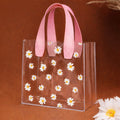 Pink Daisy Clear PVC Gift Bag — 19 × 17 × 10 cm — 1 Pc