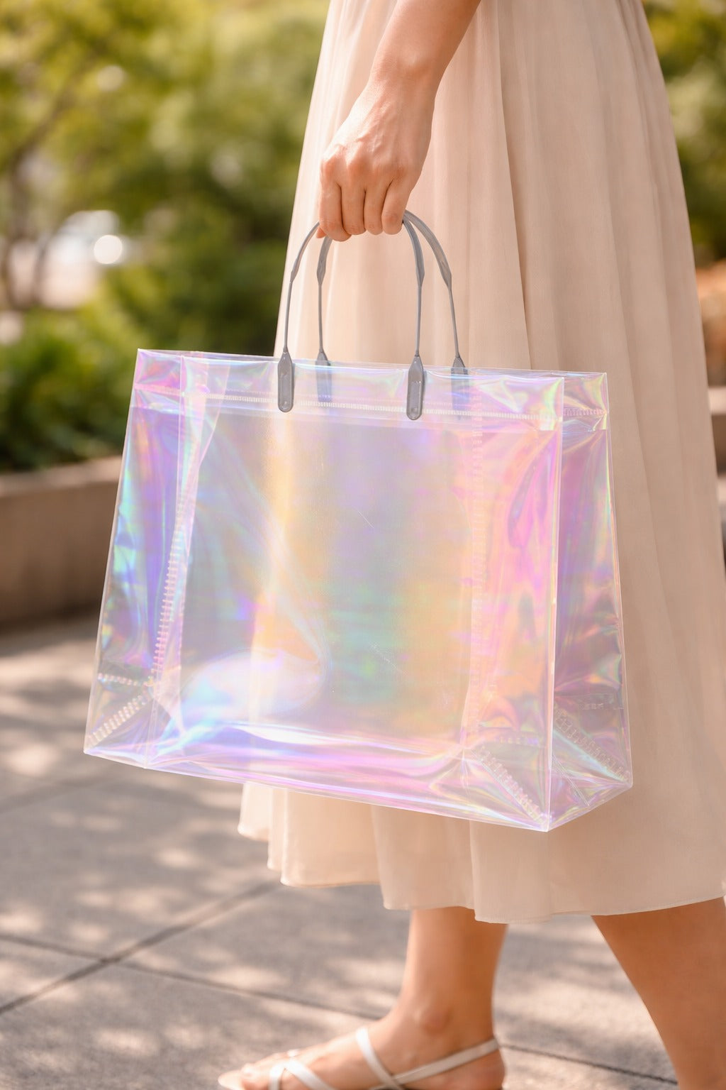 Iridescent Clear Carry Gift Bag — Extra Large, 50 × 40 × 12 cm — 1 Pc