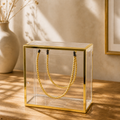 Clear Frame & Rope-Handle Gift Box — 14 × 14 × 7.5 cm — 1 Pc