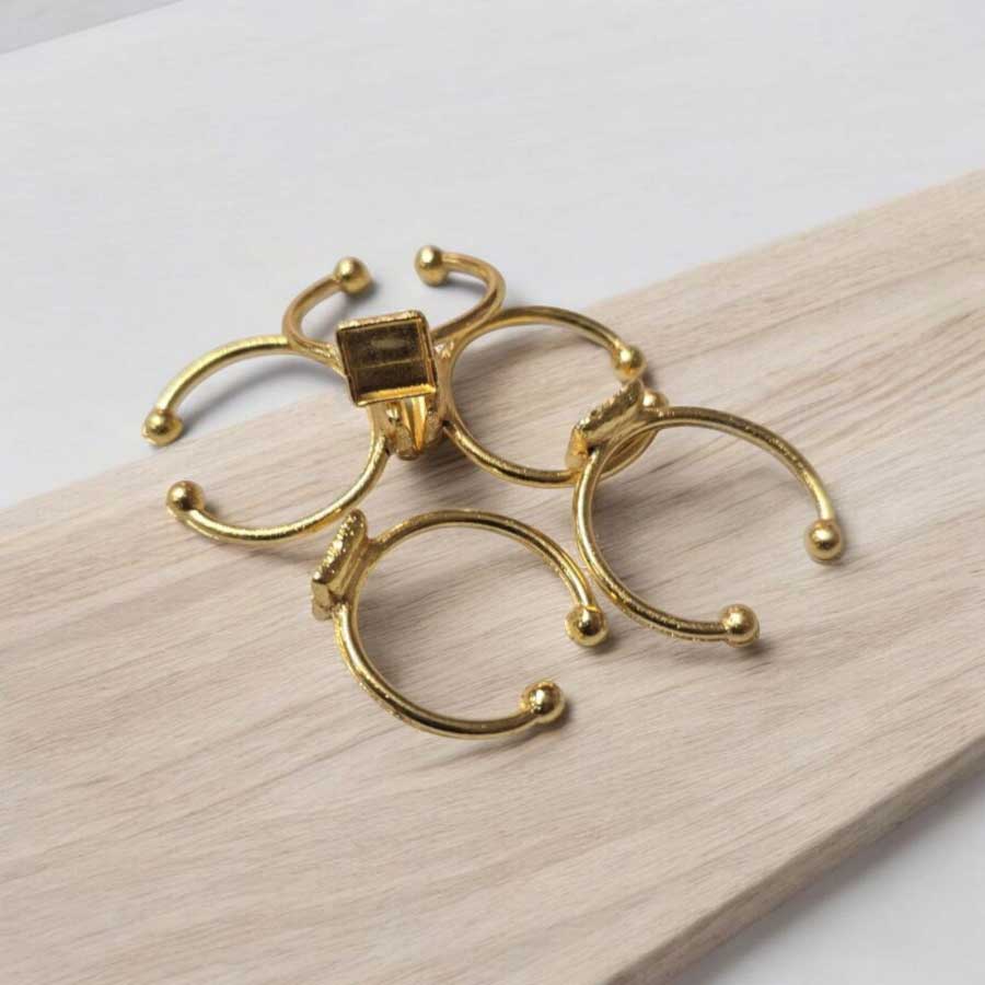Ring Base Square Pointed Golden 5pc for Resin Art (TR129) 2